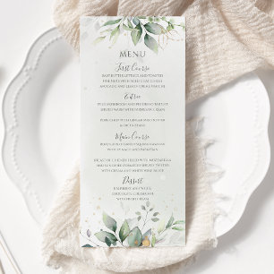 Elegant Eucalyptus Leaves Greenery Gold Wedding Menu