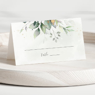 Elegant Eucalyptus Leaves Greenery Gold Wedding Place Card