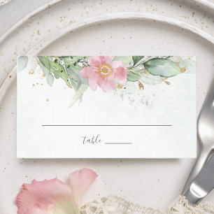 Elegant Eucalyptus Leaves Greenery Gold Wedding Place Card