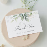 Elegant Eucalyptus Leaves Greenery Gold Wedding Thank You Card<br><div class="desc">Beautiful wedding Thank you cards featuring watercolor eucalyptus and gold leaves. Perfect choice for spring and summer weddings.</div>