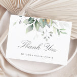 Elegant Eucalyptus Leaves Greenery Gold Wedding Thank You Card<br><div class="desc">Beautiful wedding Thank you cards featuring watercolor eucalyptus and gold leaves. Perfect choice for spring and summer weddings.</div>