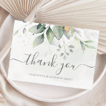 Elegant Eucalyptus Leaves Greenery Gold Wedding Thank You Card<br><div class="desc">Beautiful wedding Thank you cards featuring watercolor eucalyptus and gold leaves. Perfect choice for spring and summer weddings.</div>