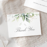 Elegant Eucalyptus Leaves Greenery Gold Wedding Thank You Card<br><div class="desc">Beautiful wedding Thank you cards featuring watercolor eucalyptus and gold leaves. Perfect choice for spring and summer outdoor weddings.</div>