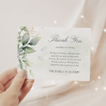 Elegant Eucalyptus Leaves Greenery Gold Wedding Thank You Card<br><div class="desc">Beautiful wedding Thank you cards featuring watercolor eucalyptus and gold leaves.</div>