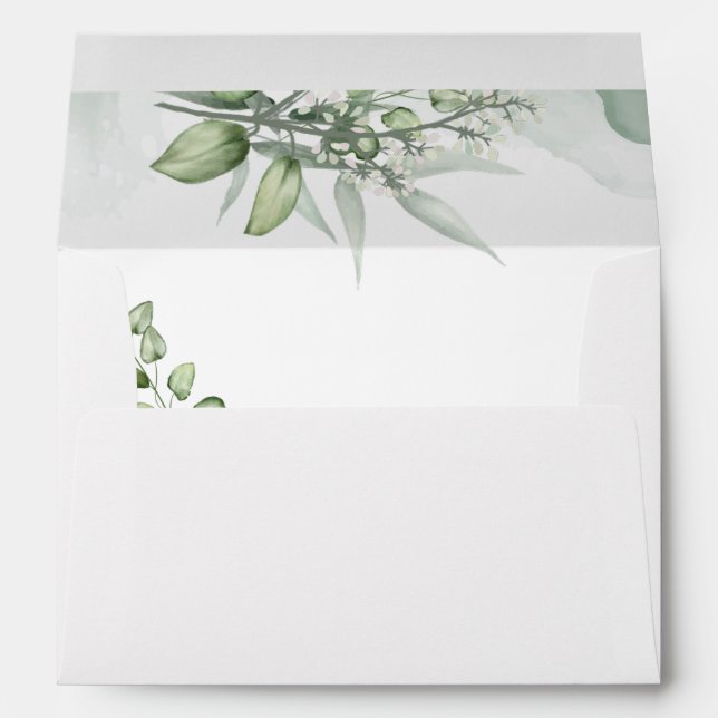 Elegant Eucalyptus Leaves Greenery Wedding Envelop Envelope (Back (Bottom))