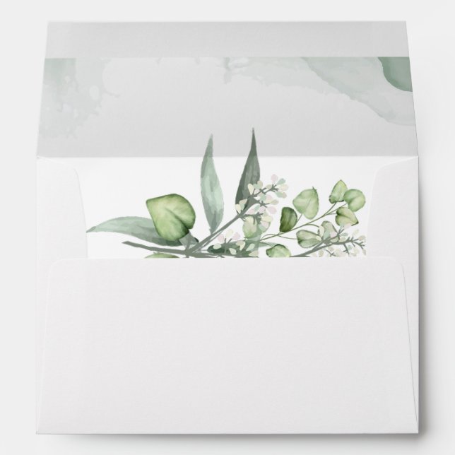 Elegant Eucalyptus Leaves Greenery Wedding Envelope (Back (Bottom))