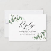Elegant Eucalyptus Leaves Greenery Wedding RSVP (Front)