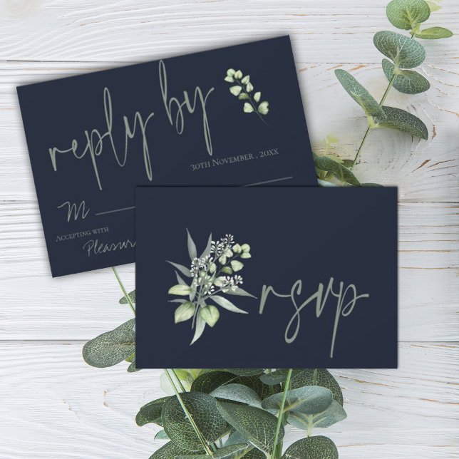 Elegant Eucalyptus Leaves Greenery Wedding  RSVP (Creator Uploaded)