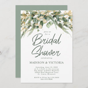 Elegant Eucalyptus Leaves LGBTQ Bridal Shower Invi Invitation