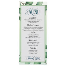 Elegant Eucalyptus Leaves Modern Wedding Menu