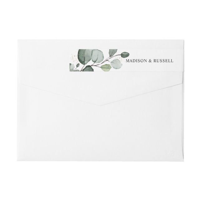 Elegant Eucalyptus Leaves Return Address Wrap Around Label (Back)