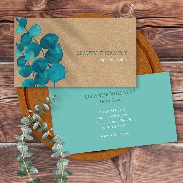 Elegant Eucalyptus Leaves Rustic Kraft Business Card (Elegant Eucalyptus Leaves Rustic Kraft Business Card)