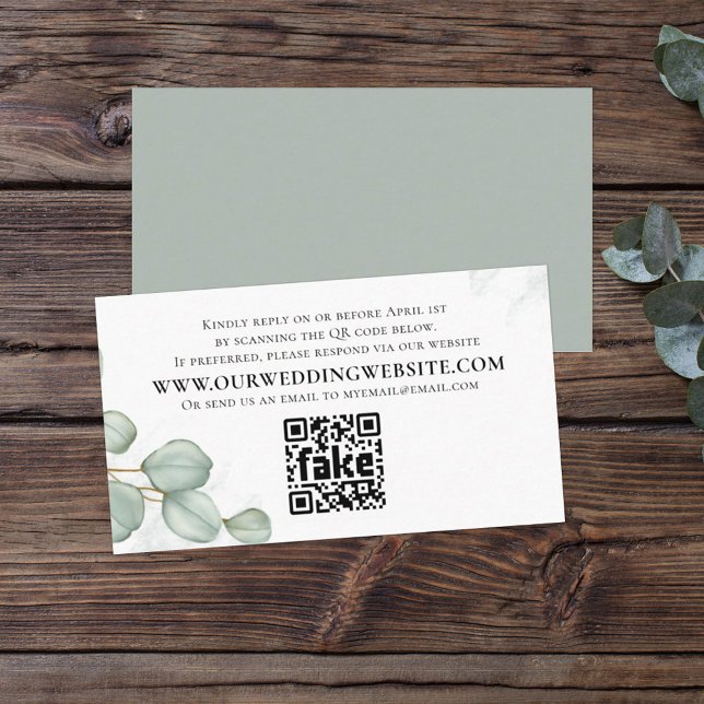 Elegant Eucalyptus Leaves Simple Foliage QR Code Business Card (Creator Uploaded)