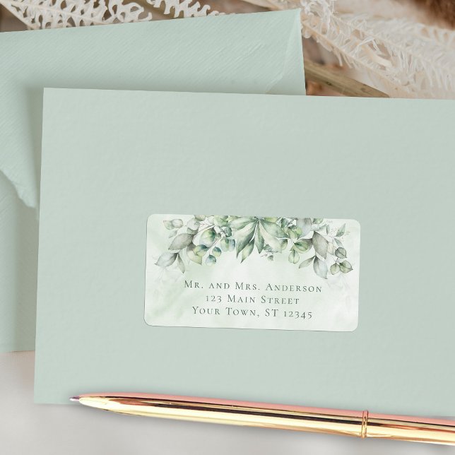 Elegant Eucalyptus Leaves Wedding Address Label (Creator Uploaded)