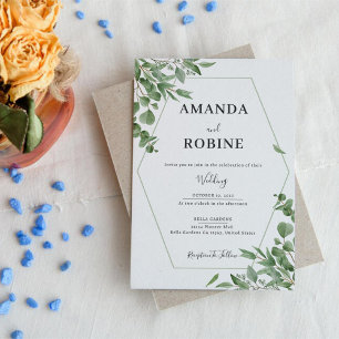 Elegant Eucalyptus Leaves Wedding Invitation