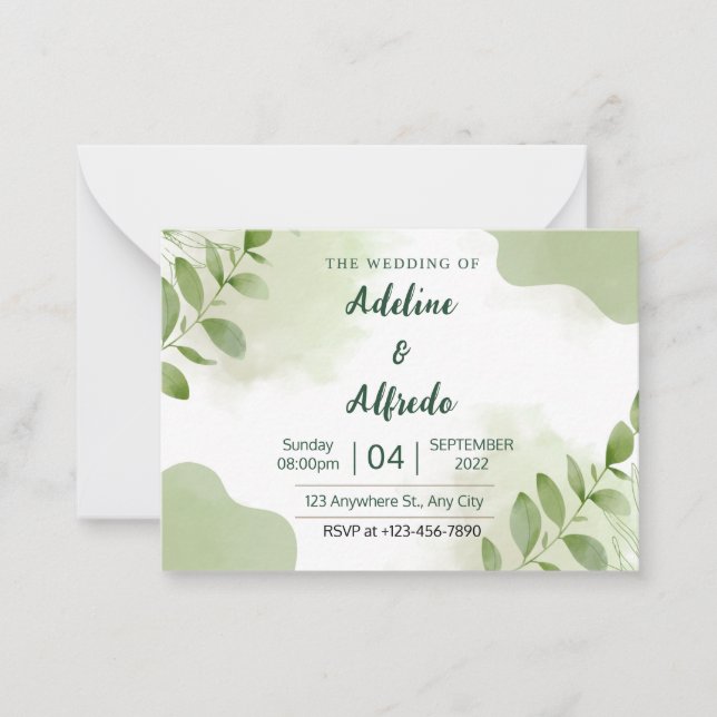 Elegant Eucalyptus Leaves Wedding invitation (Front)