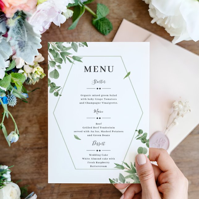 Elegant Eucalyptus Leaves Wedding Menu (Creator Uploaded)