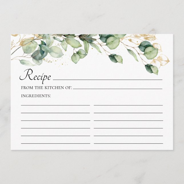 Elegant Eucalyptus Leaves Wedding Recipe Program (Front)