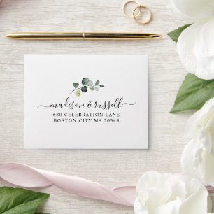 Elegant Eucalyptus Leaves Wedding RSVP Envelope
