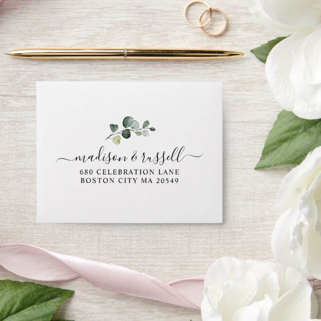Elegant Eucalyptus Leaves Wedding RSVP Envelope (Wedding)