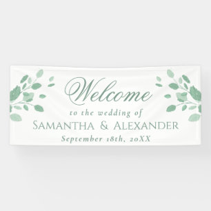 Elegant Eucalyptus Leaves Welcome Wedding   Banner