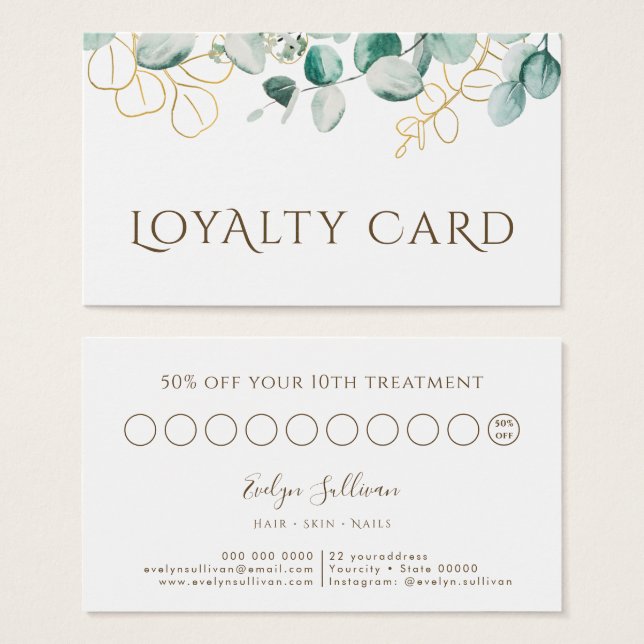 Elegant eucalyptus loyalty card (Front & Back)