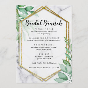 Elegant Eucalyptus Marble Bridal Brunch Menu