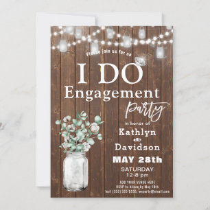 Elegant Eucalyptus Mason Jar I DO Engagement Party Invitation