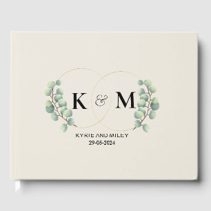 elegant eucalyptus monogram wedding guest book