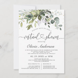 Elegant Eucalyptus NEUTRAL virtual BABY Shower Invitation