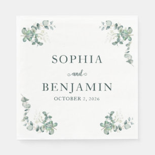 Elegant Eucalyptus Personalised Wedding Napkins