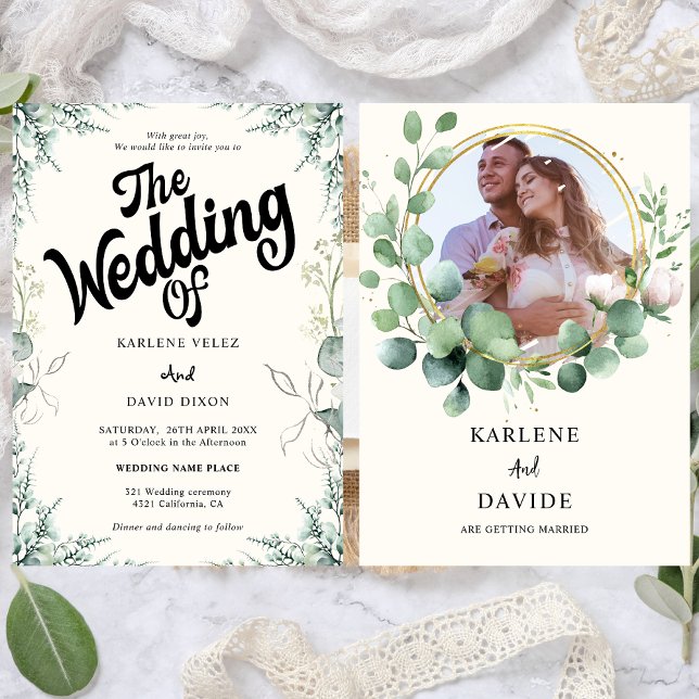 Elegant Eucalyptus Photo Gift Invitation (Creator Uploaded)