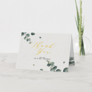 Elegant Eucalyptus Photo Thank You Gold  Foil Greeting Card