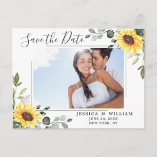 Elegant Eucalyptus PHOTO Wedding Save the Date Announcement Postcard