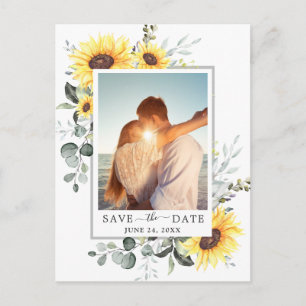 Elegant Eucalyptus PHOTO Wedding Save the Date Announcement Postcard