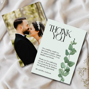 Elegant Eucalyptus Photo Wedding Thank You  Card