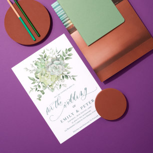 Elegant Eucalyptus Pretty Green Floral Wedding Invitation