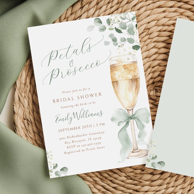 Elegant Eucalyptus Prosecco Bridal Shower Invitation (Creator Uploaded)