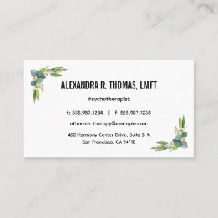 Elegant Eucalyptus Psychotherapist and Counsellor Business Card