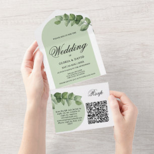 Elegant Eucalyptus QR Code All In One Invitation