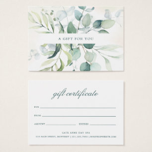 Elegant Eucalyptus Rustic Gift Certificate