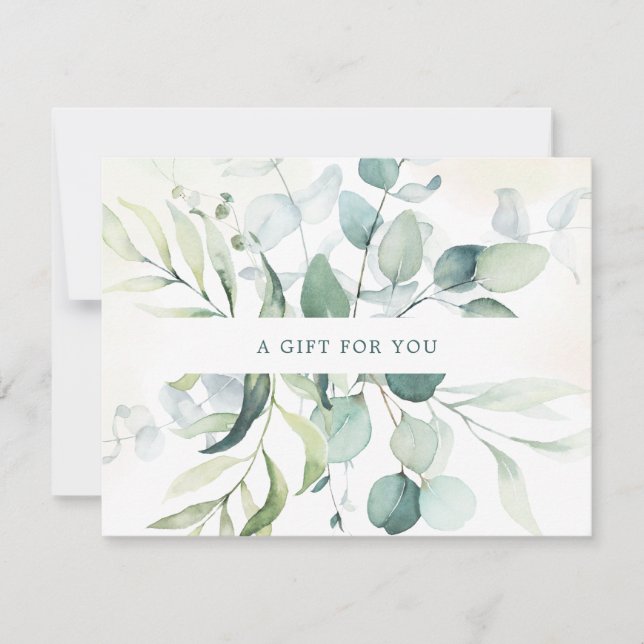Elegant Eucalyptus Rustic Gift Certificate (Front)