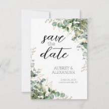 Elegant Eucalyptus Save the Date Cards