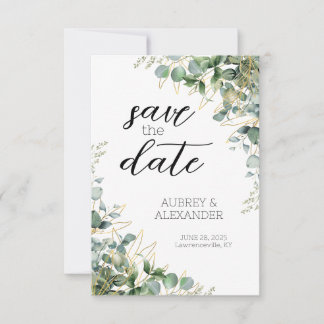Elegant Eucalyptus Save the Date Cards