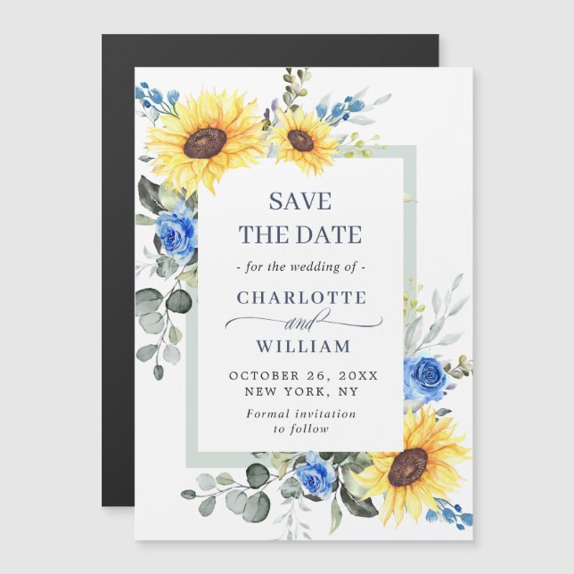 Elegant Eucalyptus Save the Date Magnetic Card (Front/Back)