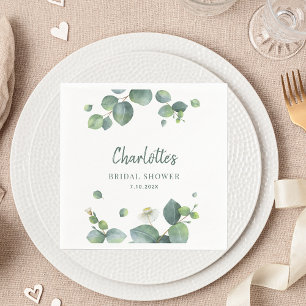 Elegant Eucalyptus Script Bridal Shower Paper Napkin