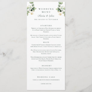 Elegant Eucalyptus Script Wedding  Menu
