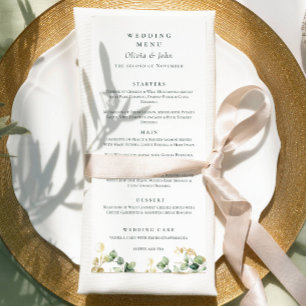 Elegant Eucalyptus Script Wedding  Menu