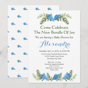Elegant Eucalyptus Seashell Baby Shower invitation