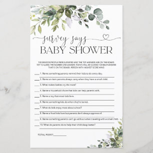 Elegant Eucalyptus Shower Survey Says Game Card